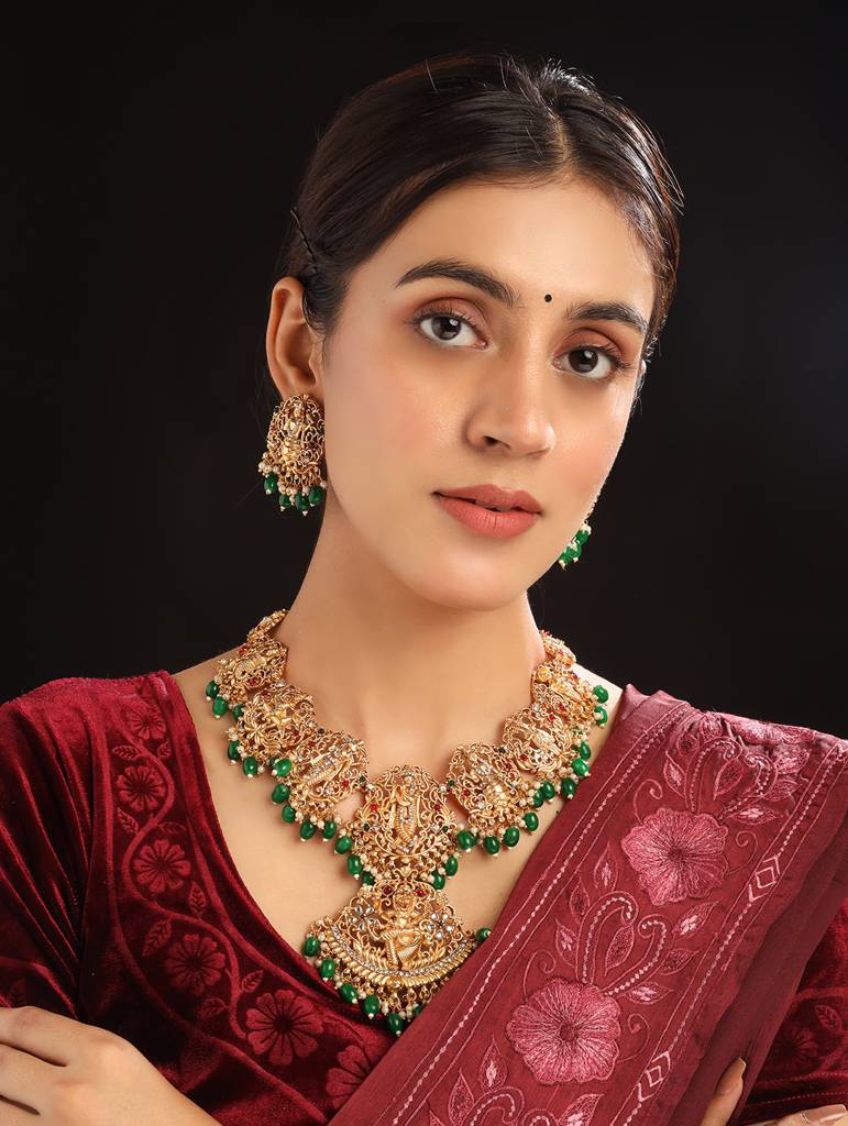 Traditional Vishnu Dashavatar Necklace Set : SATJS261