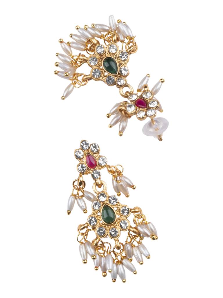 Gold Plated Pearl Necklace Set : SATJS352