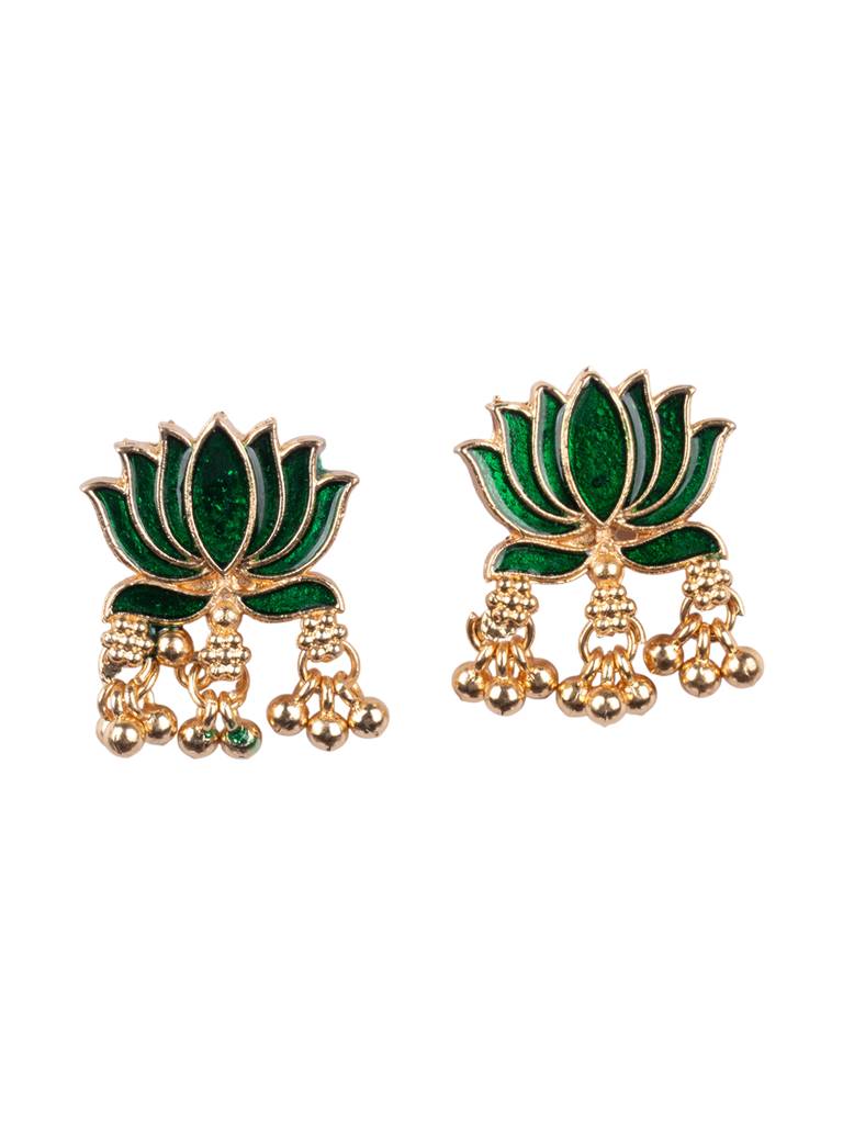 Divine Petal Inspired Necklace Set : SATJS357Green