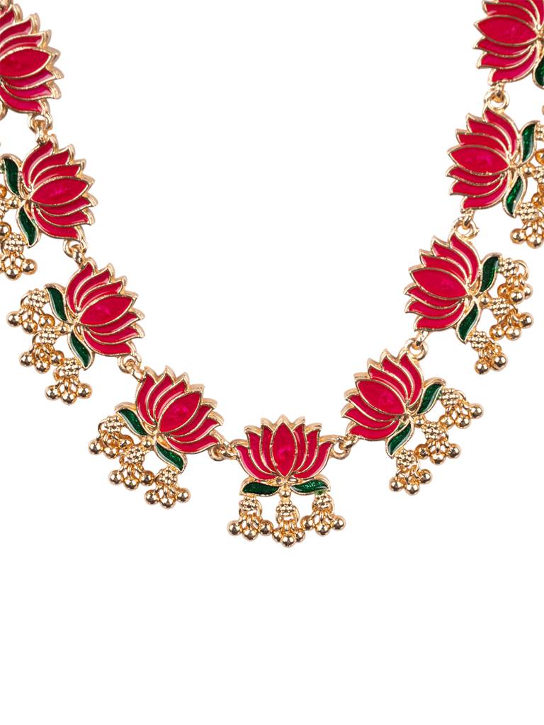 Divine Petal Inspired Necklace Set : SATJS357Multi