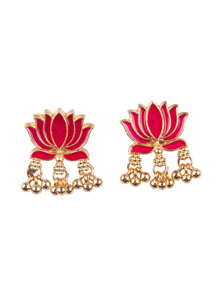 Divine Petal Inspired Necklace Set : SATJS357Red