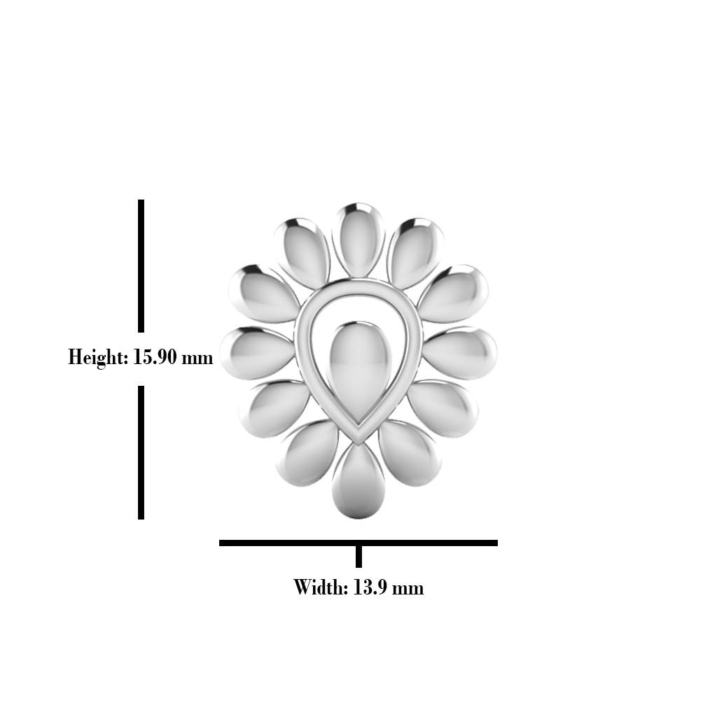 Iski Uski 925 Sterling Silver Floral Plain Silver Stud Earrings