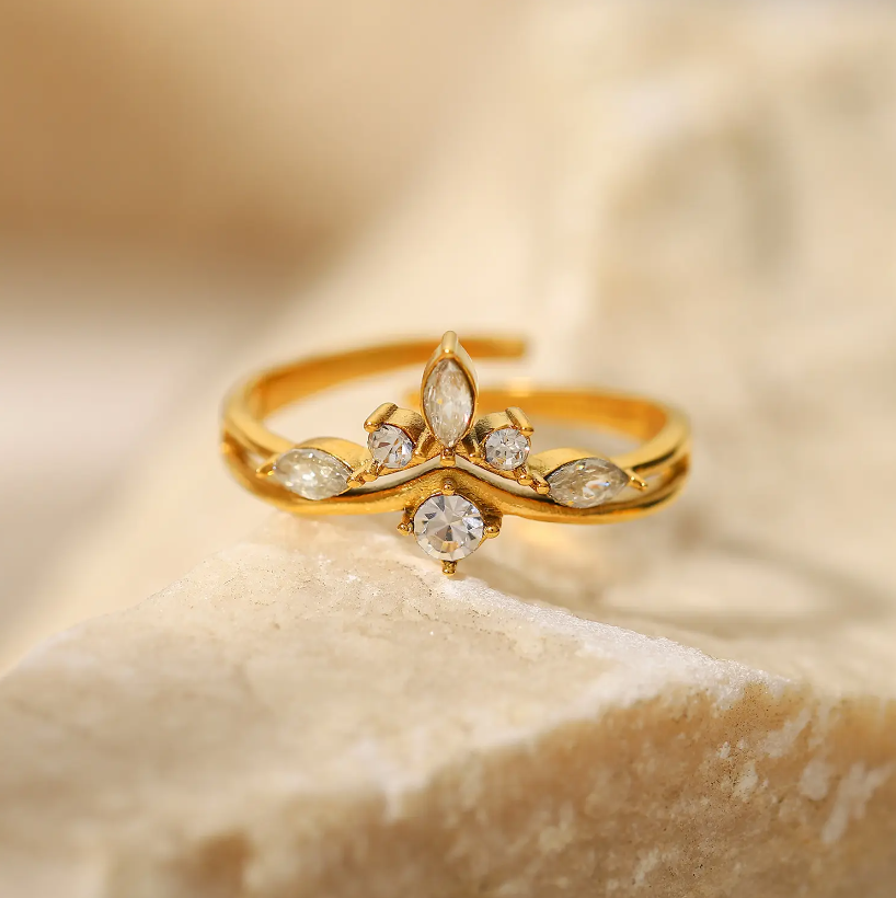 Gold Plated Daily Wear Tiara Resizable Ring : JDR201934