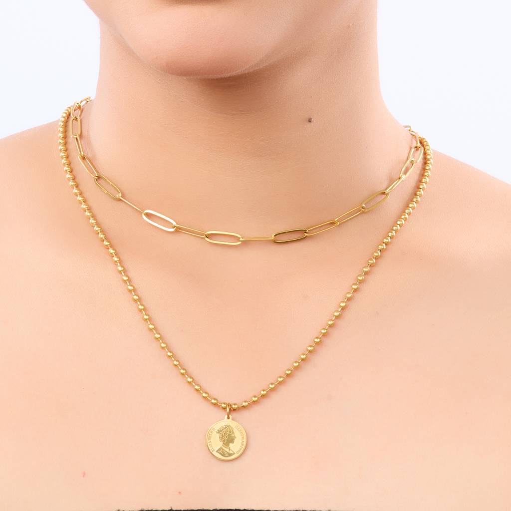 Triple-Layered Coin Medallion Necklace : SE10