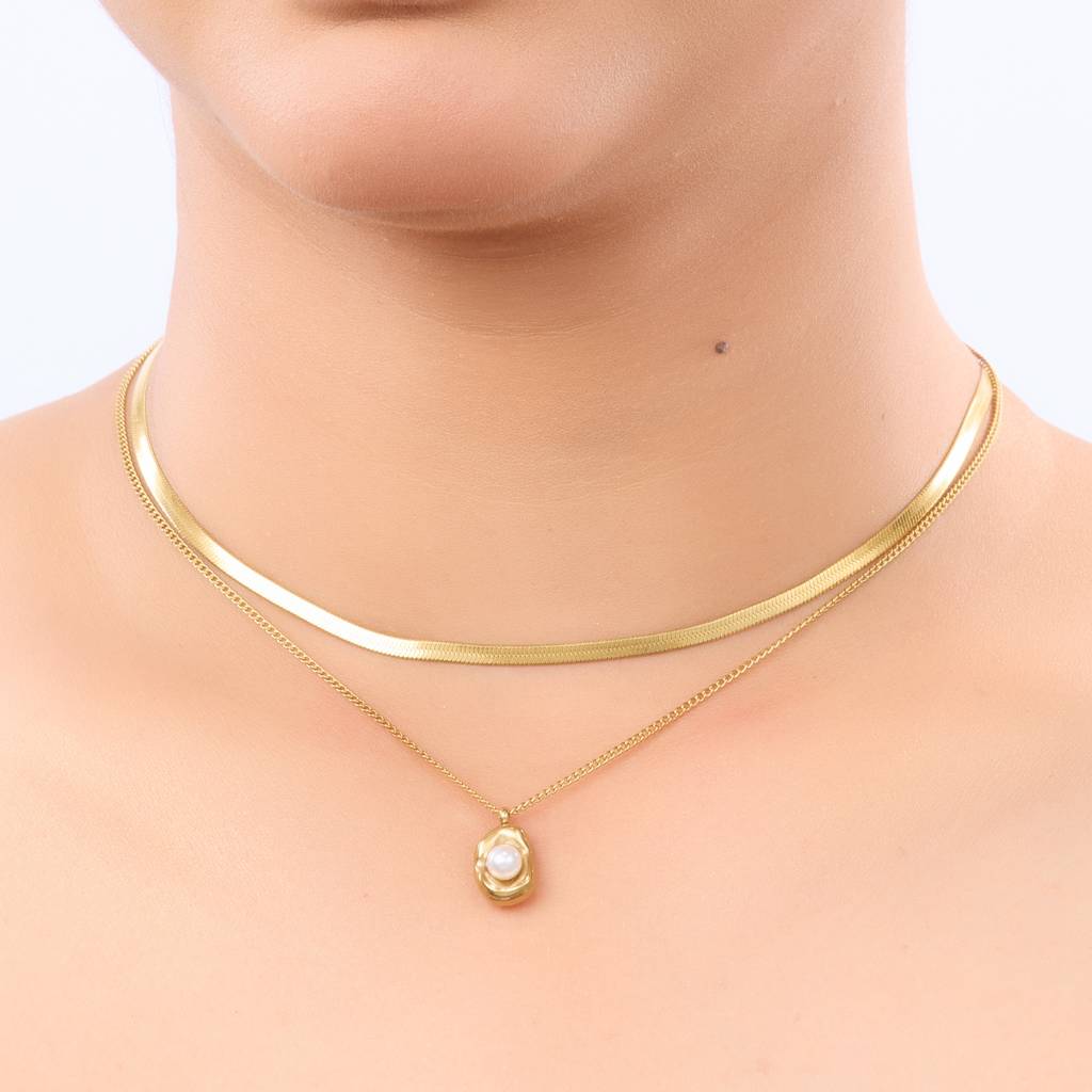 Herringbone Fusion Pearl Pendant : SE11