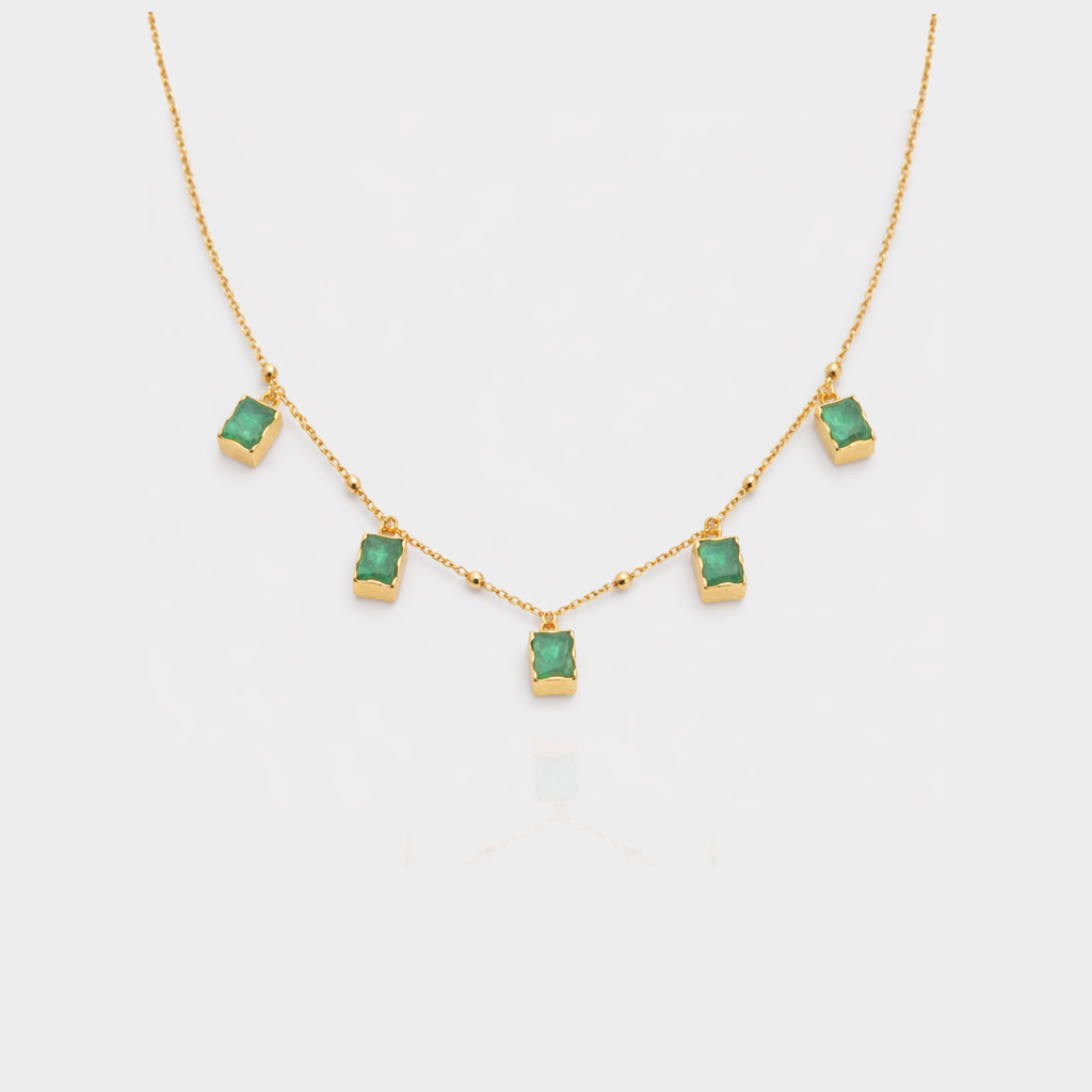 Seafoam Light Choker Necklace : NK-SFLT08-YG-GRN