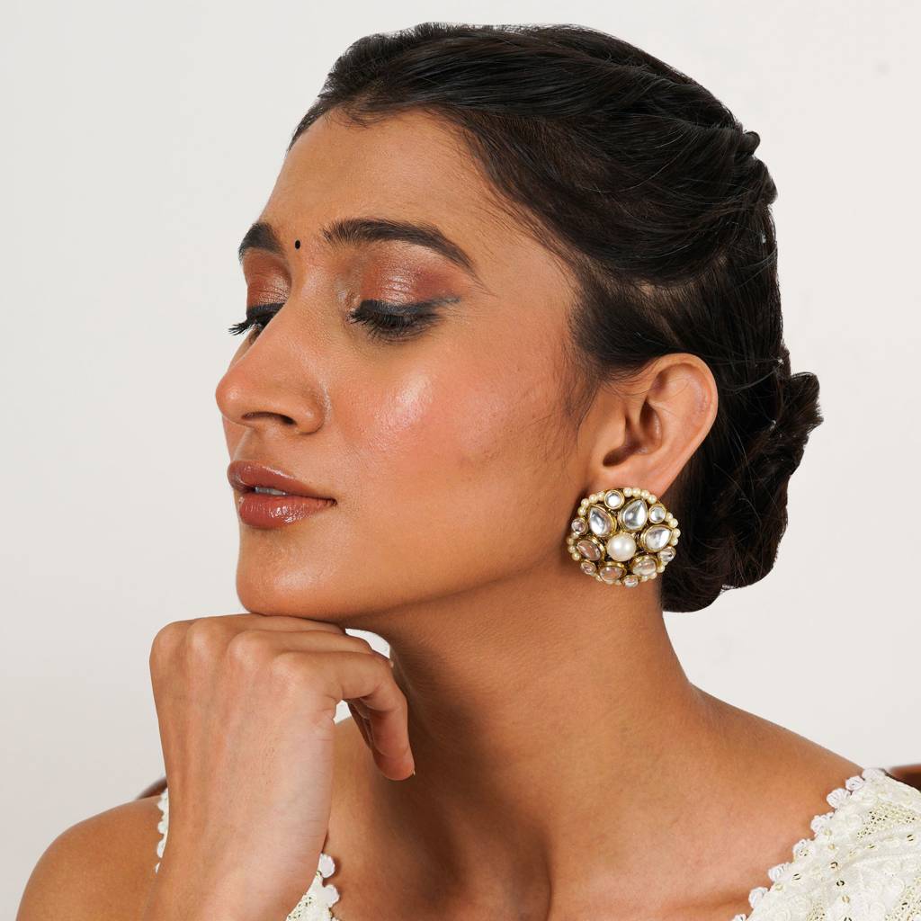 Kundan Flower Stud Earrings : ACE190