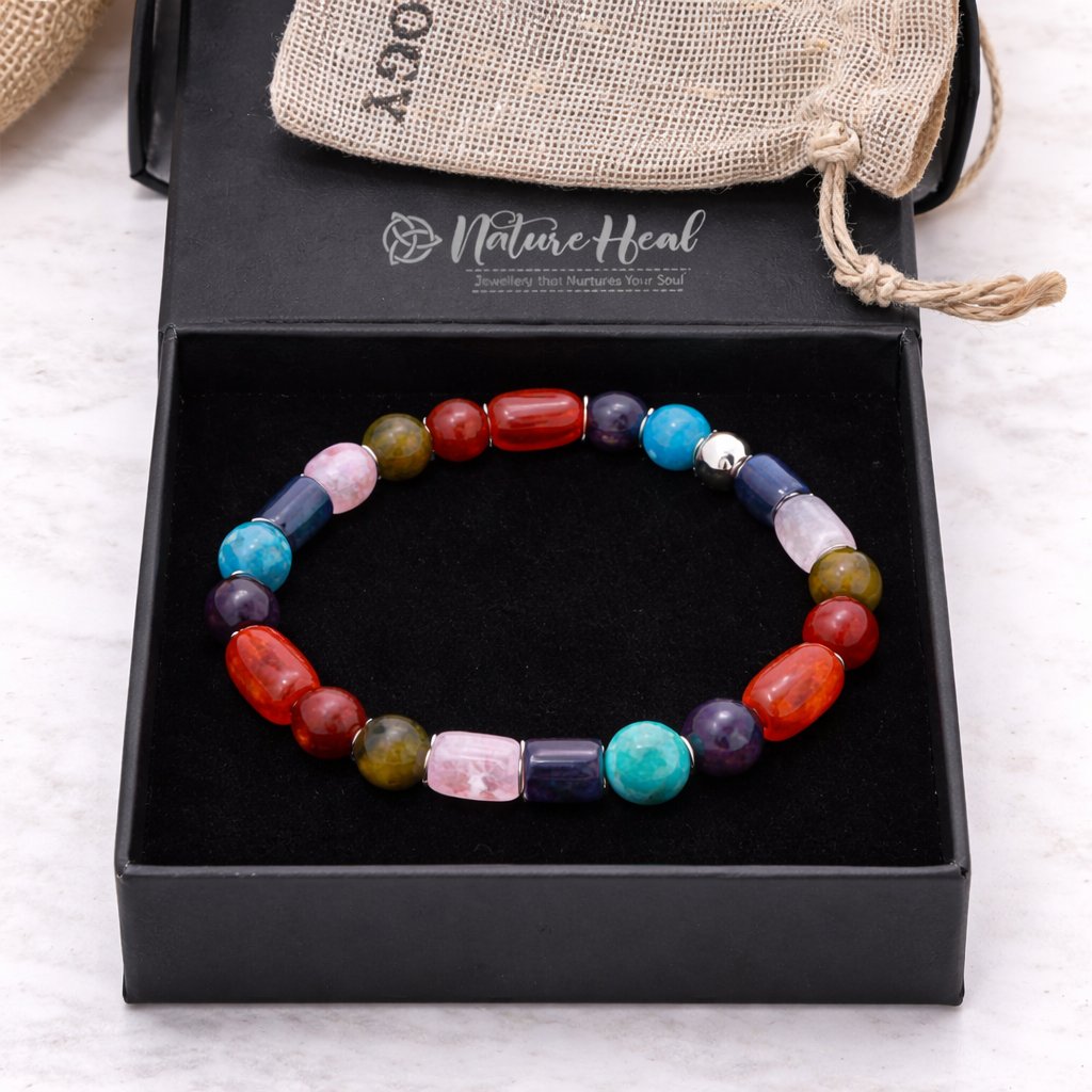 Seven Chakra Healing Gemstone Bracelet : SEVEN-CHAKRA-BRACELET