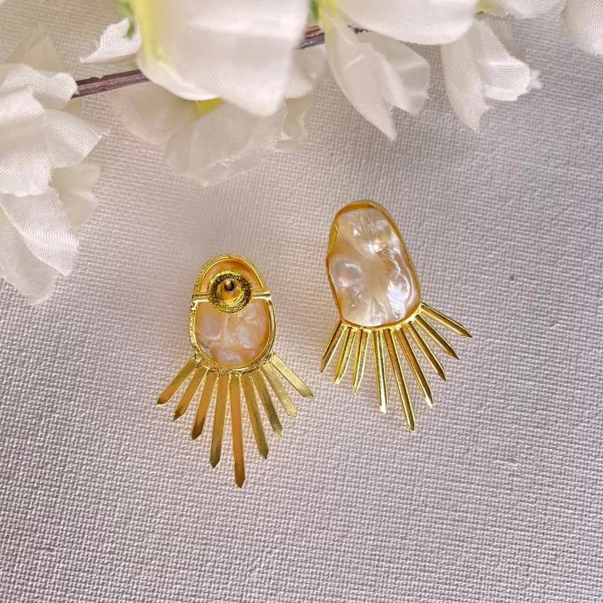Matt Finish Baroque Pearl Stud Earring