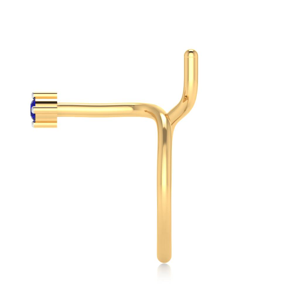 The Fervor Blue Sapphire Nose Pin : NS-0001YGBS
