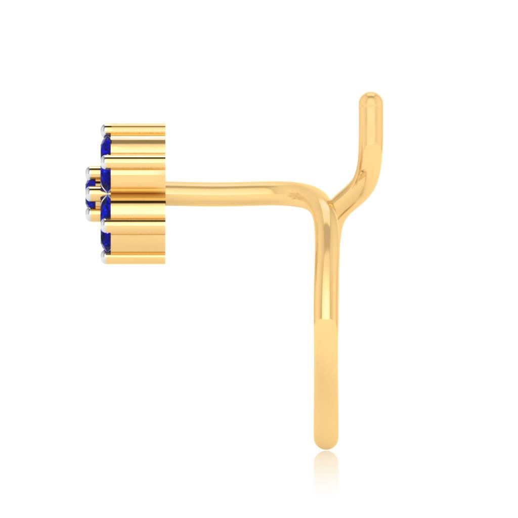The Peoni Blue Sapphire Nose Pin : NS-0004YGBS