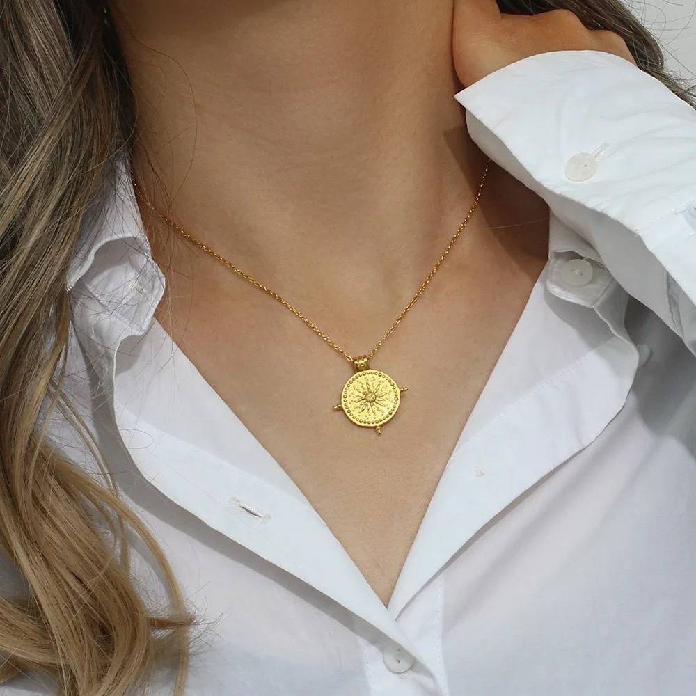 18Kt Gold Plated Vintage Sun Necklace, Sienna
