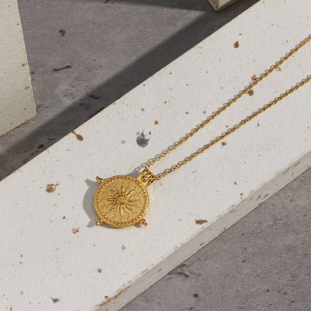 18Kt Gold Plated Vintage Sun Necklace, Sienna