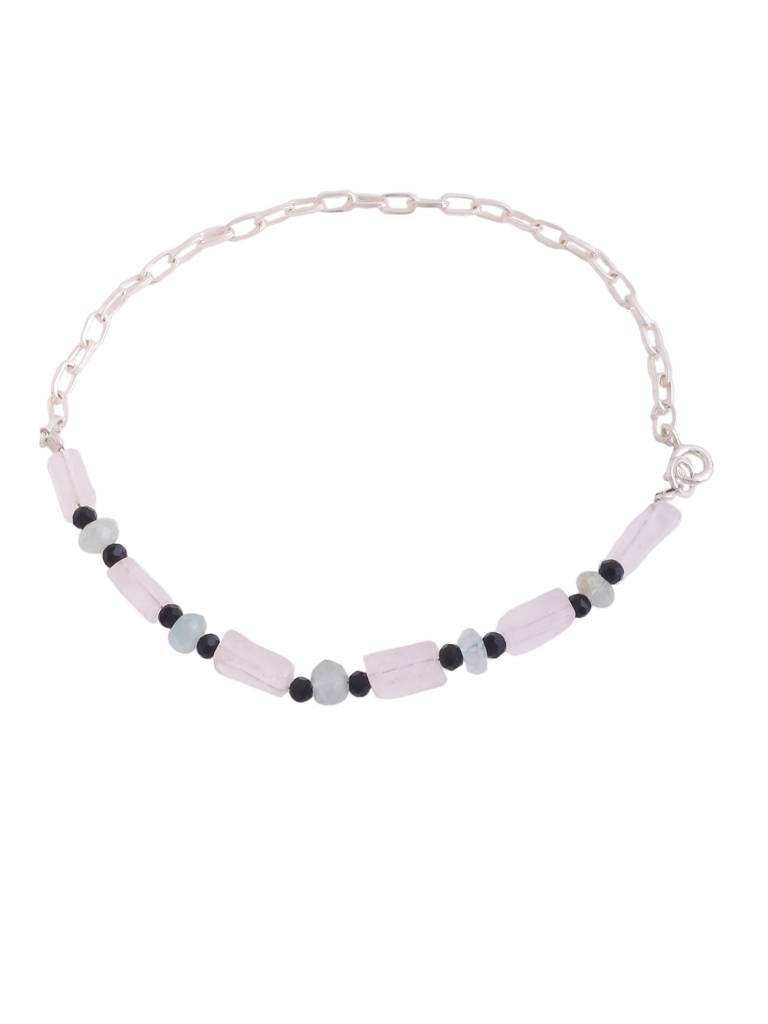 Kicky And Perky 925 Sterling Silver Triple Bead Chain Anklet : SILANKB005