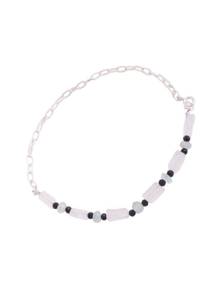Kicky And Perky 925 Sterling Silver Triple Bead Chain Anklet : SILANKB005