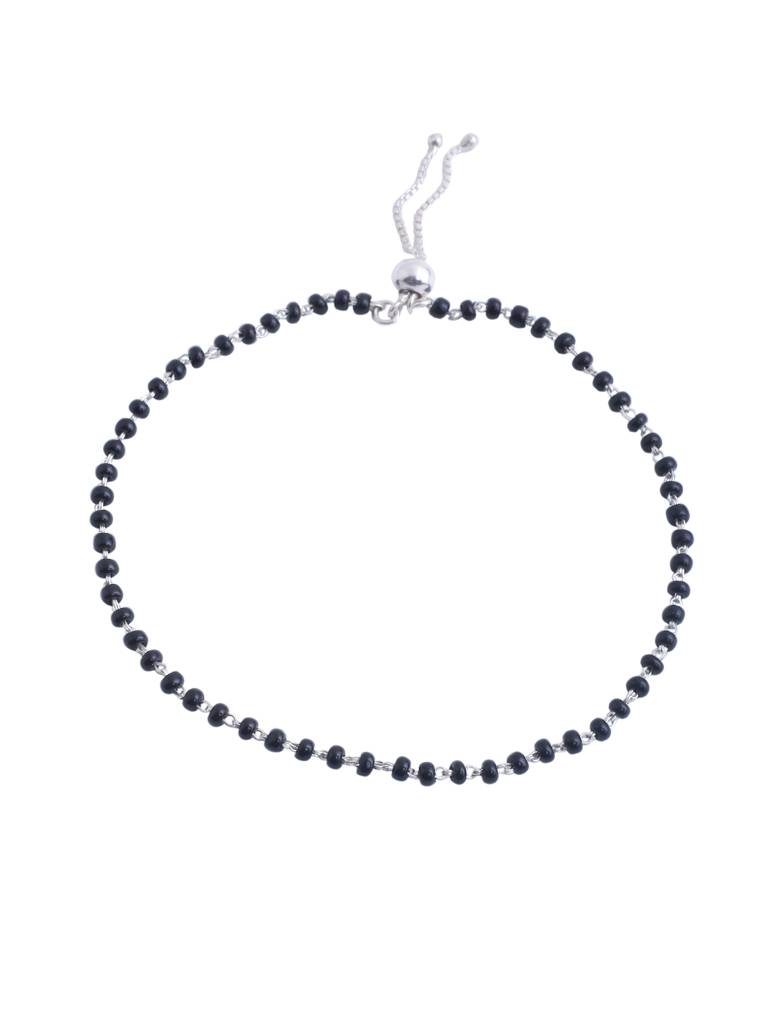 Kicky And Perky 925 Sterling Silver Black Beads Anklet : SILANKB013