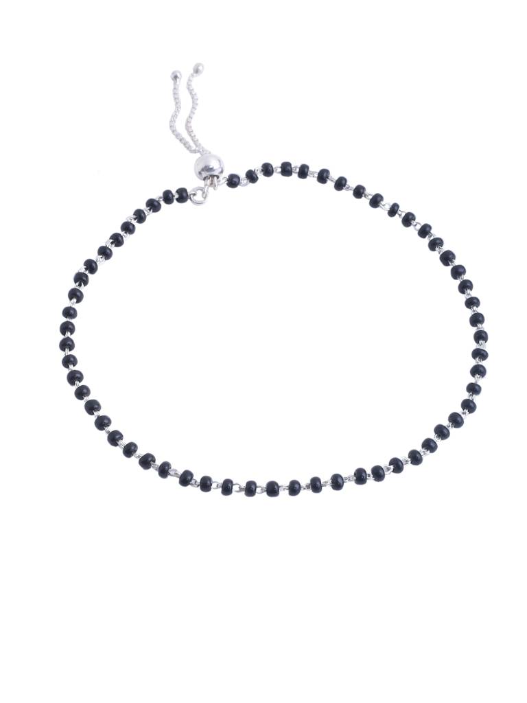Kicky And Perky 925 Sterling Silver Black Beads Anklet : SILANKB013