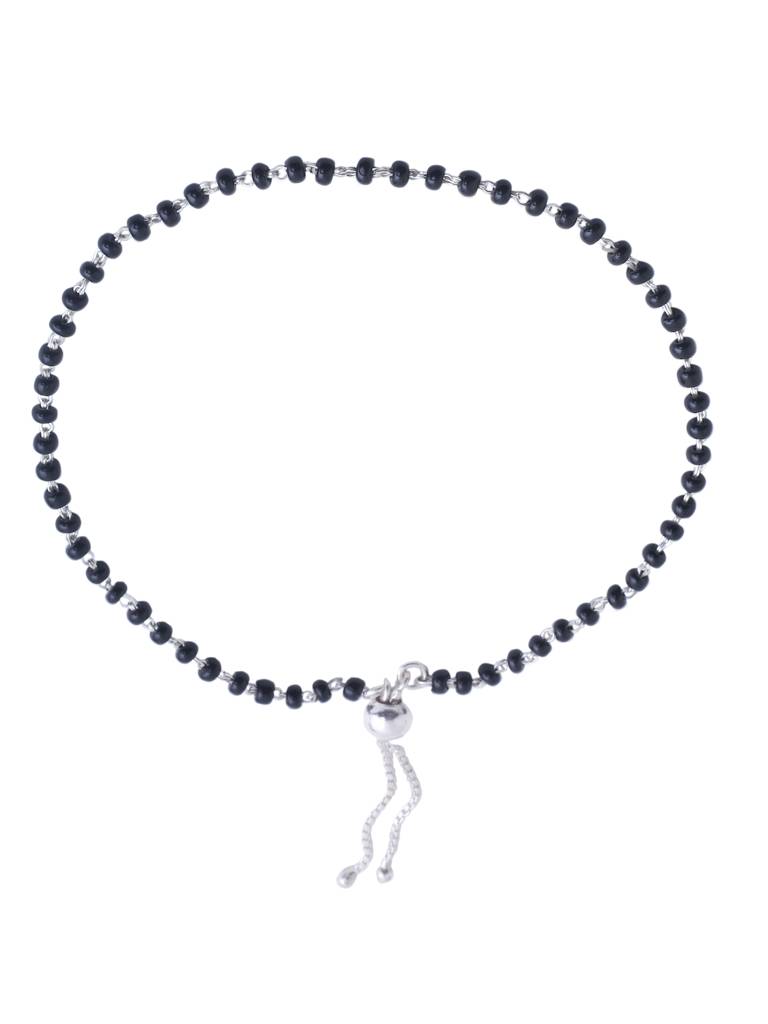 Kicky And Perky 925 Sterling Silver Black Beads Anklet : SILANKB013