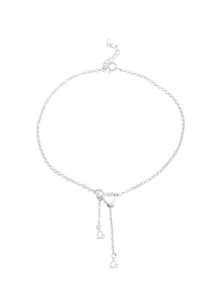 Kicky And Perky 925 Sterling Silver Heart Charm Chain Anklet : SILANKCH001