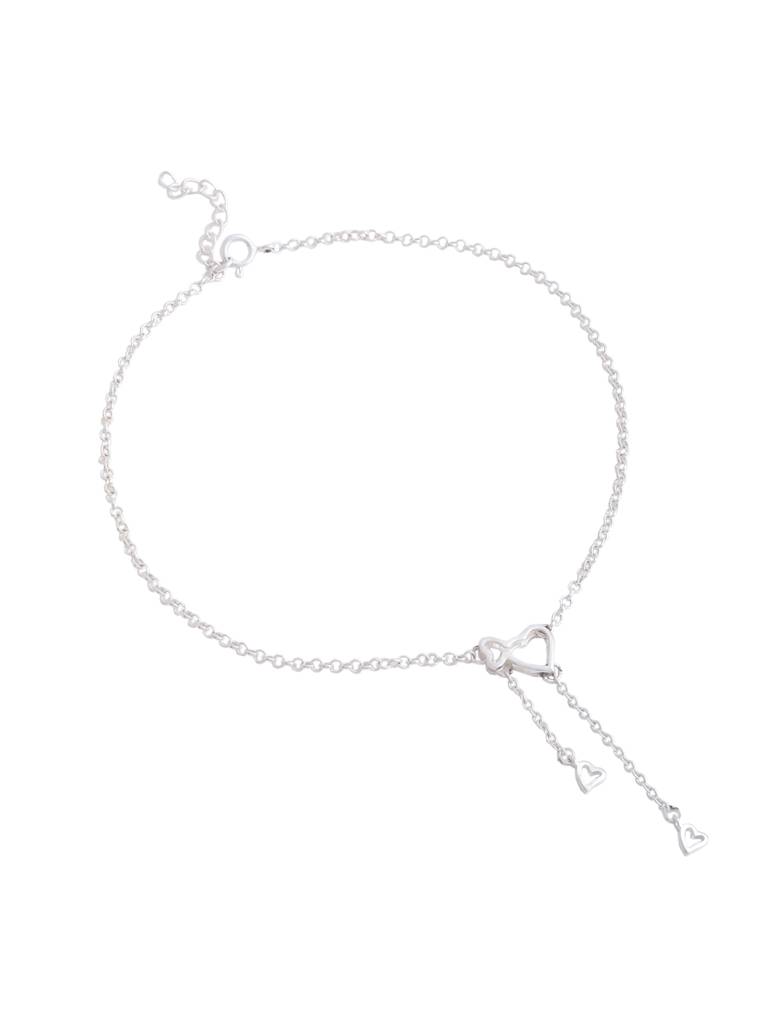 Kicky And Perky 925 Sterling Silver Heart Charm Chain Anklet : SILANKCH001