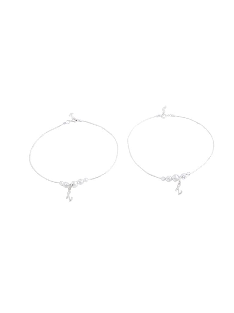 Kicky And Perky 925 Sterling Silver Personalised Initial Pair Anklet : SILANKCH003