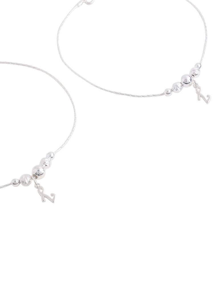 Kicky And Perky 925 Sterling Silver Personalised Initial Pair Anklet : SILANKCH003