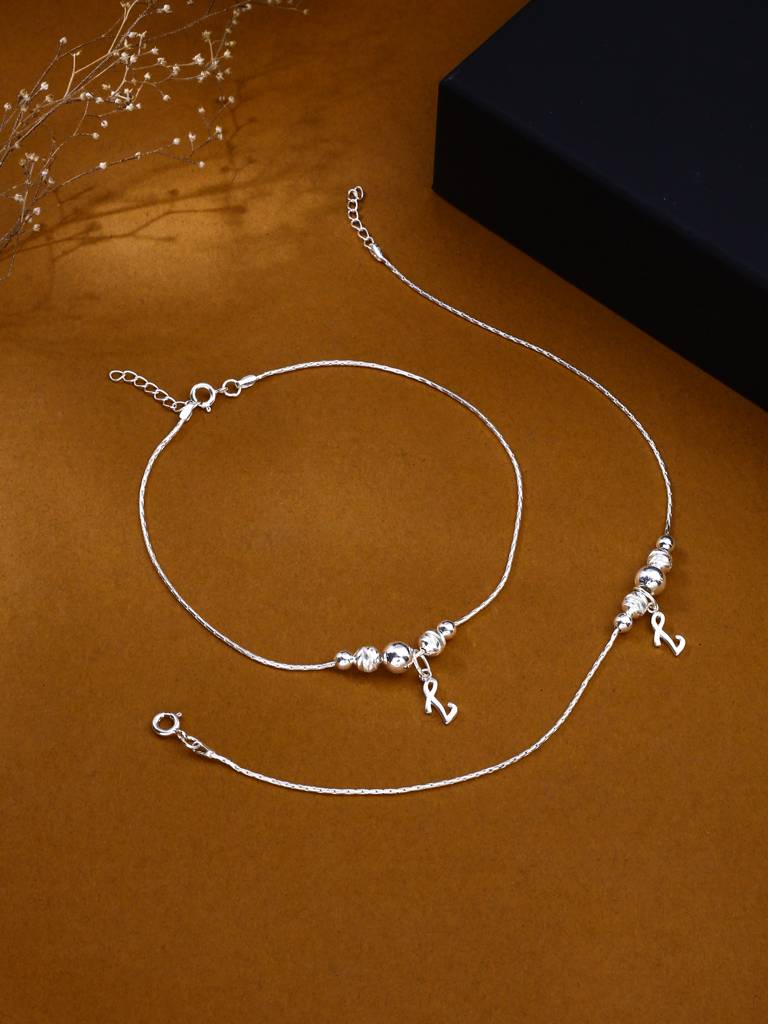 Kicky And Perky 925 Sterling Silver Personalised Initial Pair Anklet : SILANKCH003
