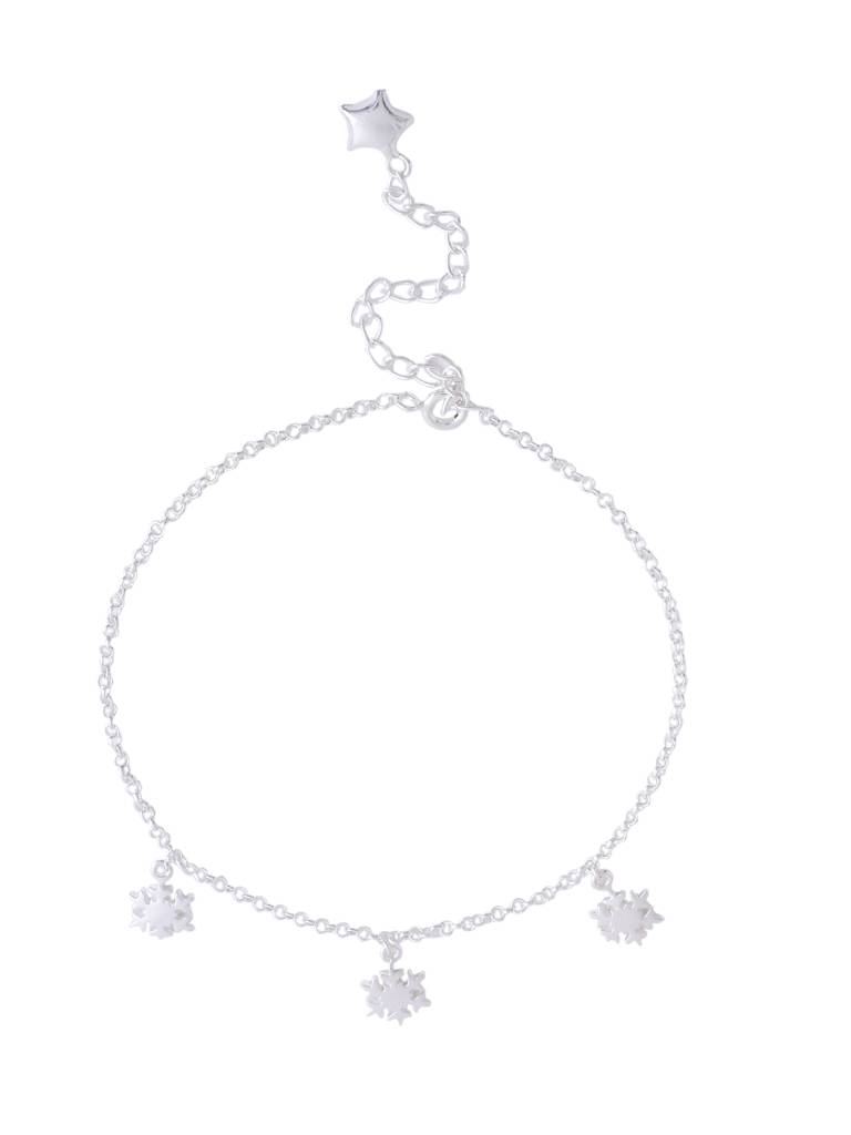 Kicky And Perky 925 Sterling Silver Snowflake Charm Anklet : SILANKCH008