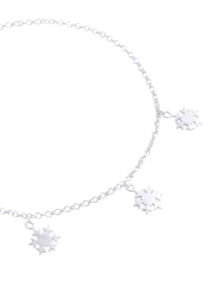 Kicky And Perky 925 Sterling Silver Snowflake Charm Anklet : SILANKCH008