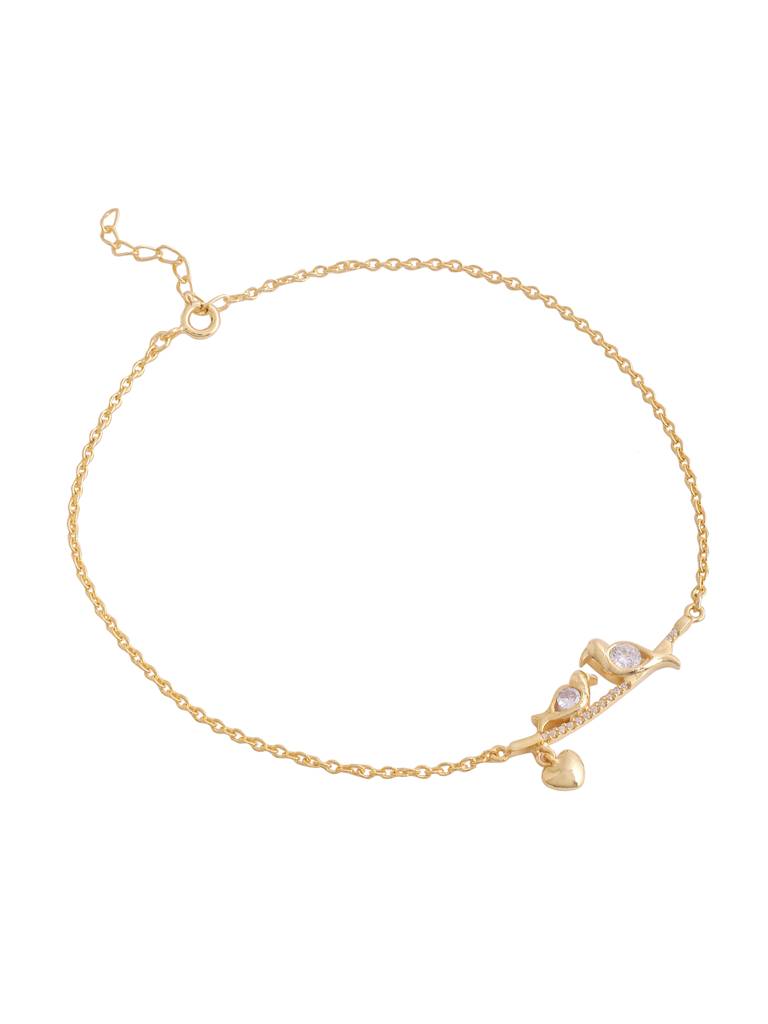 Kicky And Perky 925 Sterling Silver Gold Plated Wings Duet Anklet : SILANKCH009