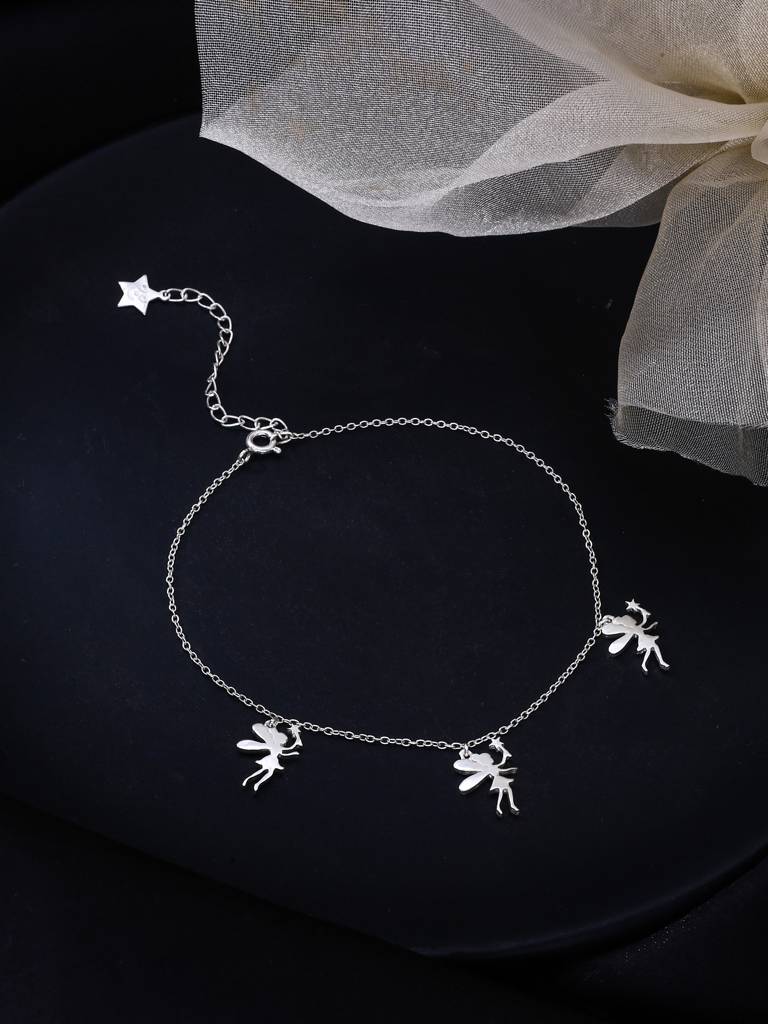 Kicky And Perky 925 Sterling Silver Angel Charm Anklet : SILANKCH010