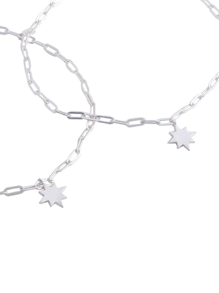 Kicky And Perky 925 Sterling Silver Star Pair Anklet : SILANKCH011