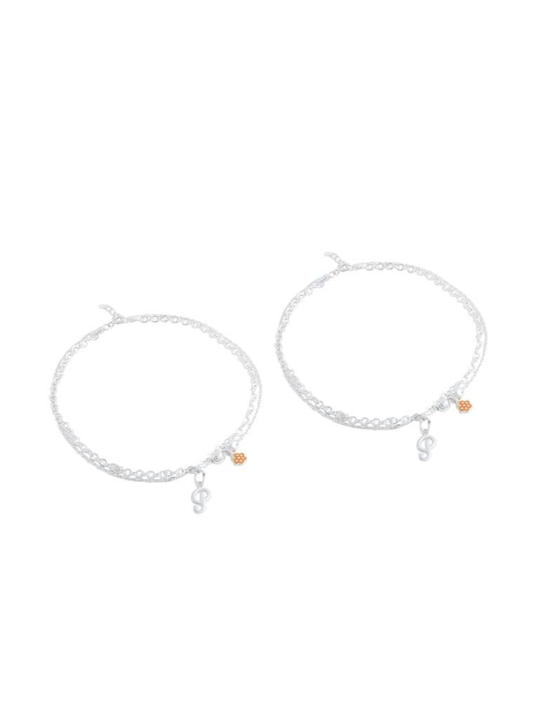 Kicky And Perky 925 Sterling Silver Personalized Garden Love Anklet : SILANKCH012
