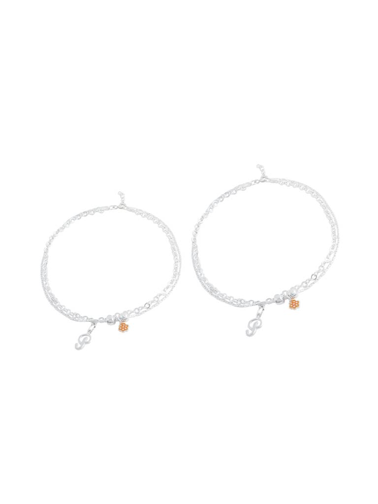 Kicky And Perky 925 Sterling Silver Personalized Garden Love Anklet : SILANKCH012