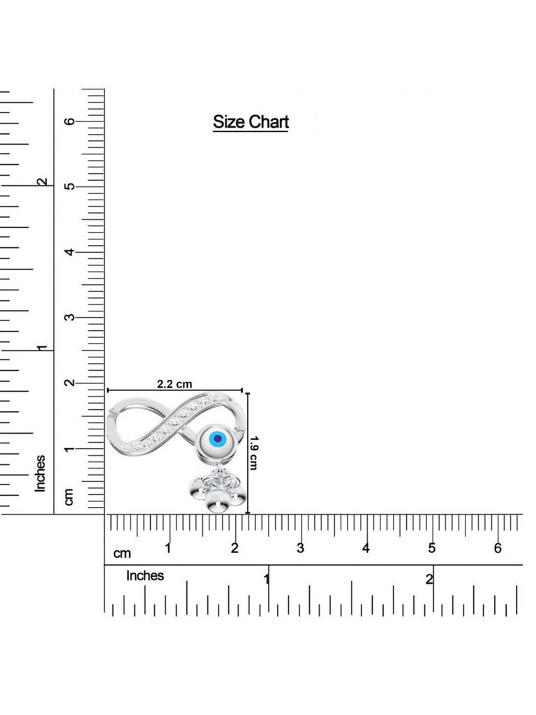 925 Sterling Silver Infinity Studded With Moissanite And Evil Eye Mop Anklet For Women : SILANKCH018