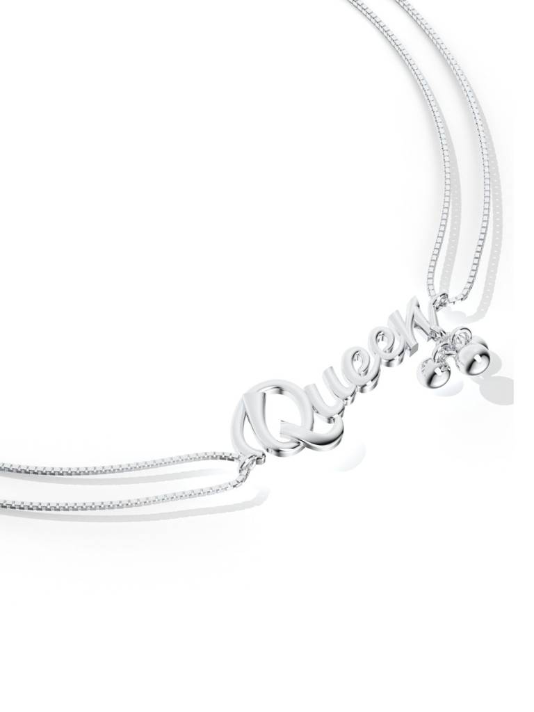 925 Sterling Silver "Queen" Anklet For Women : SILANKCH020