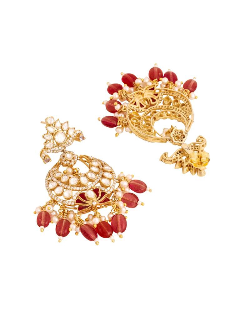 Kicky And Perky 925 Sterling Silver Gold Plated Moissanite Polki, Tanzanite, Moissanite, Red Talphe, Red Mani  : SILCBE003