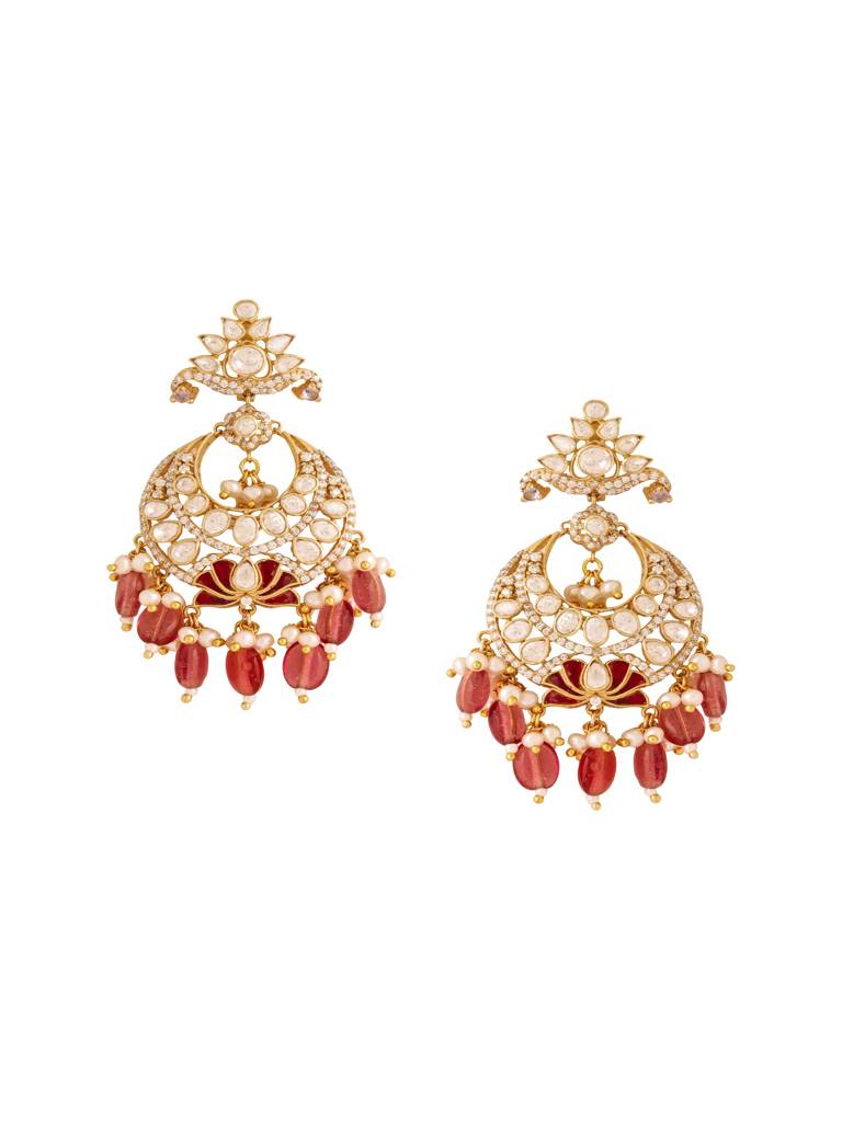 Kicky And Perky 925 Sterling Silver Gold Plated Moissanite Polki, Tanzanite, Moissanite, Red Talphe, Red Mani  : SILCBE003