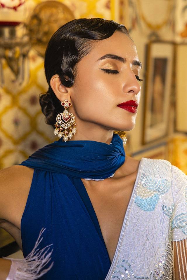 Kicky And Perky 925 Sterling Silver Gold Plated Moissanite Polki, Moissanite, Red Talphe With Pearls And Red B : SILCBE007