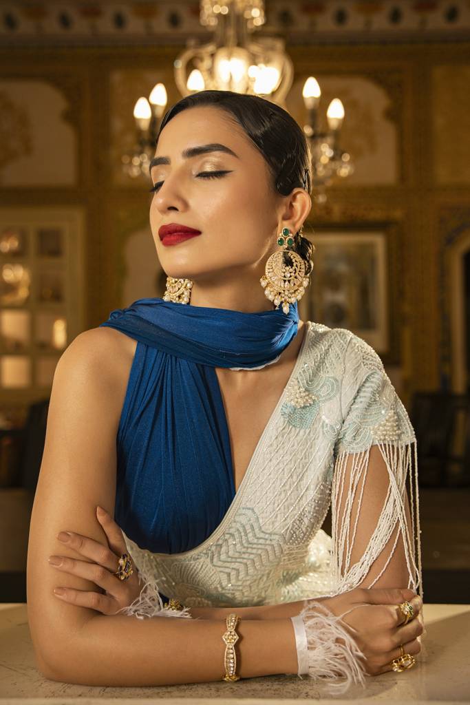 Kicky And Perky 925 Sterling Silver Gold Plated Green Onyx, Pink Quartz, Moissanite Polki, Moissanite With Pea : SILCBE018