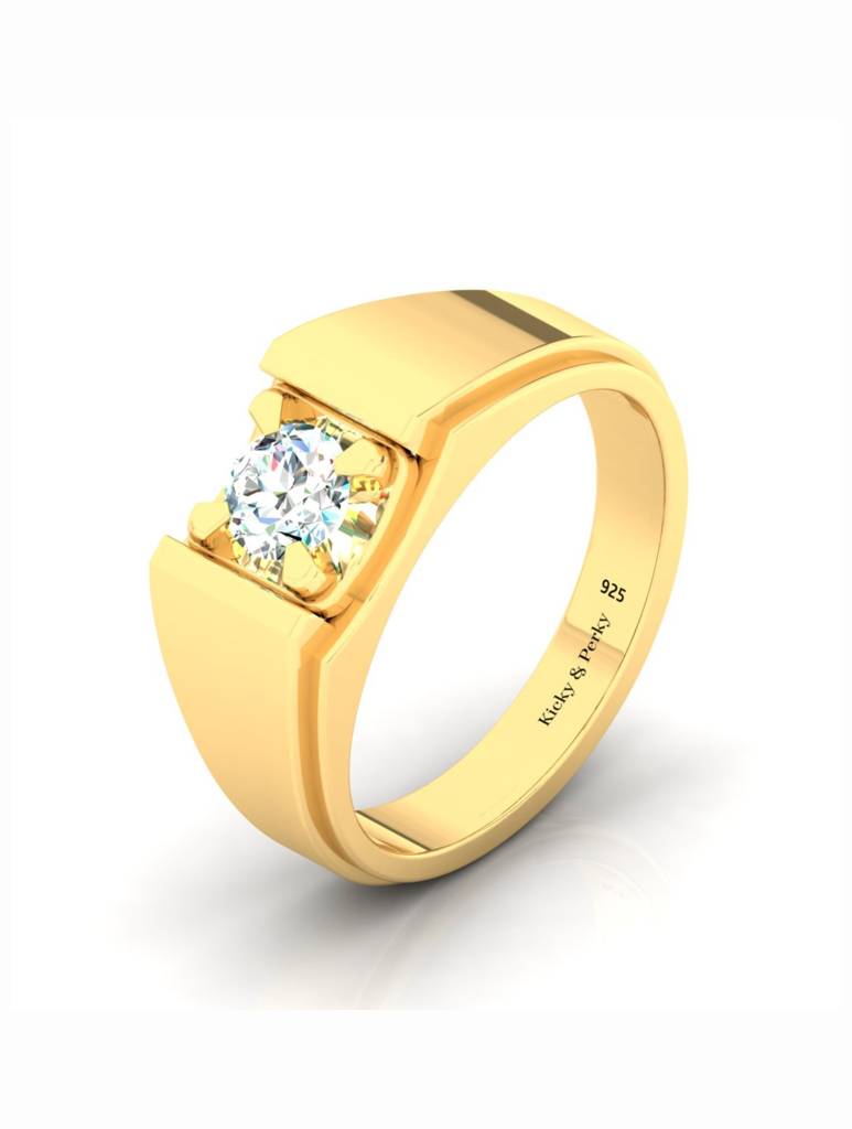 925 Sterling Silver Gold-Plated Ring For Men-Silcgmenr001 : SILCGMENR001_G-11