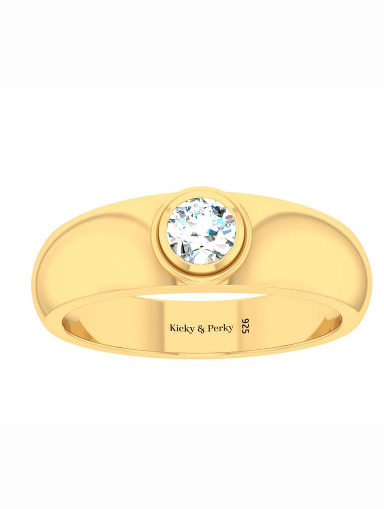 925 Sterling Silver Gold-Plated Ring For Men-Silcgmenr003 : SILCGMENR003_G-13