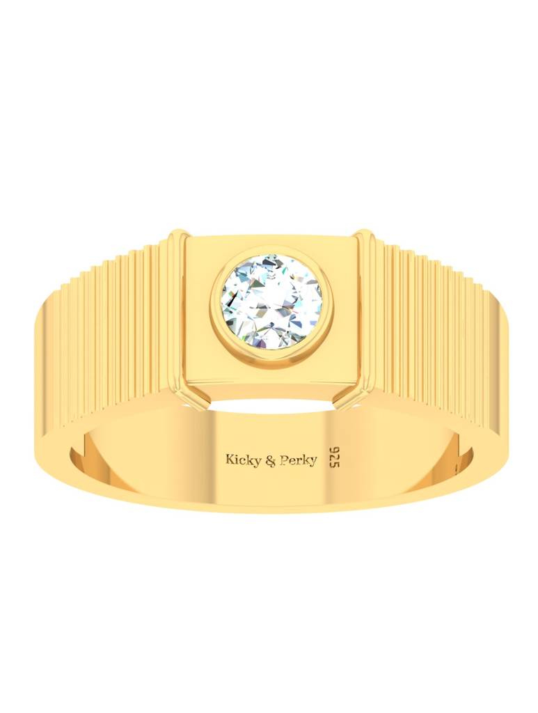 925 Sterling Silver Gold-Plated Ring For Men-Silcgmenr004 : SILCGMENR004_G-11