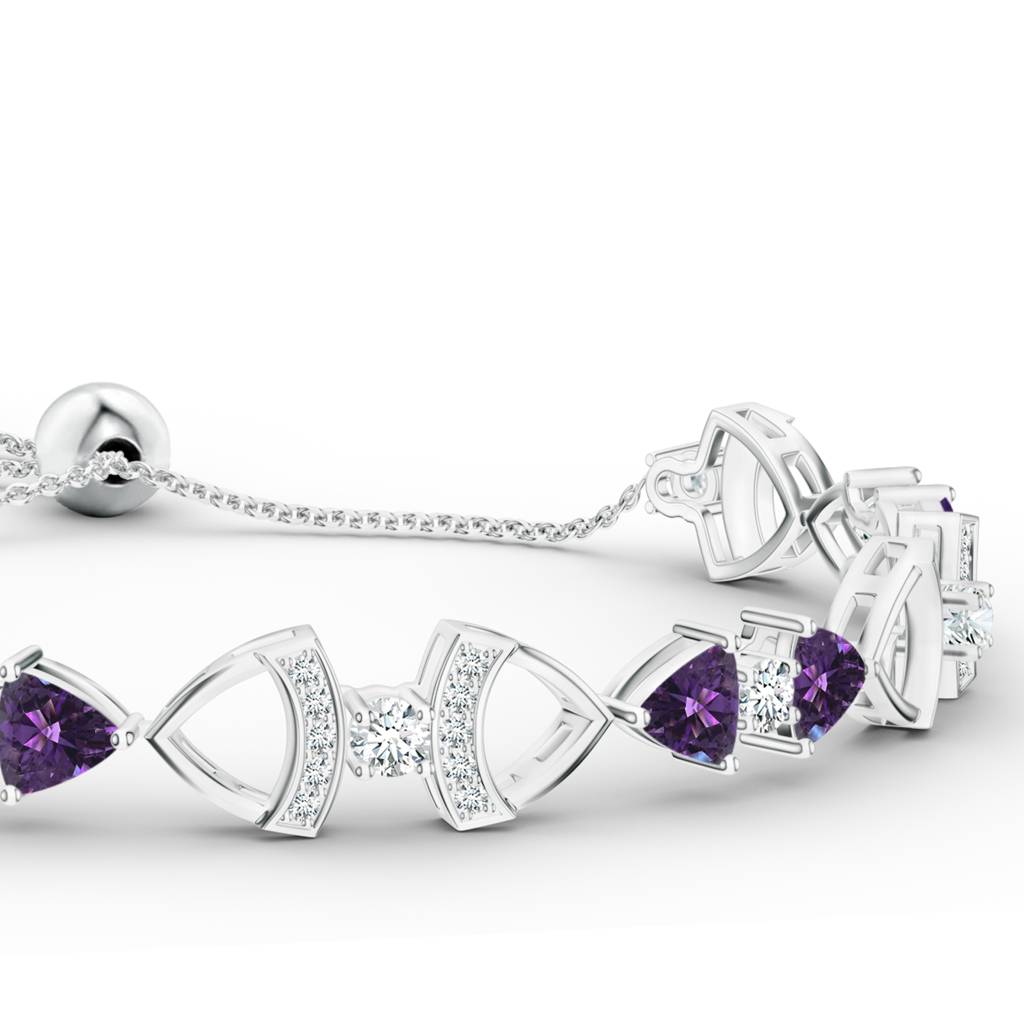 925 Sterling Silver Trillion Shape Amethyst And Moissanite Stone Studded Bracelet Jewelry For Women : SILCOB001