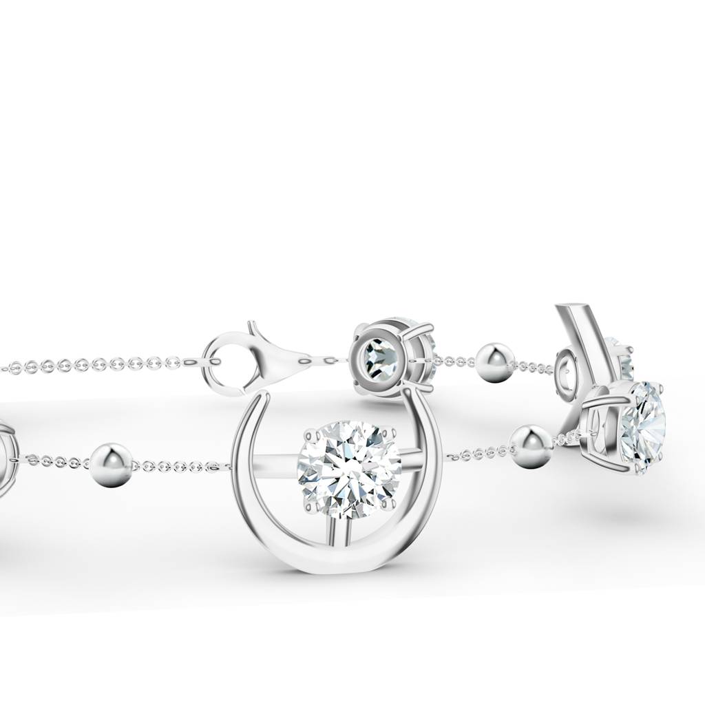 925 Sterling Silver Round Shape Moissanite Stone Studded Bracelet Jewelry For Women : SILCOB008