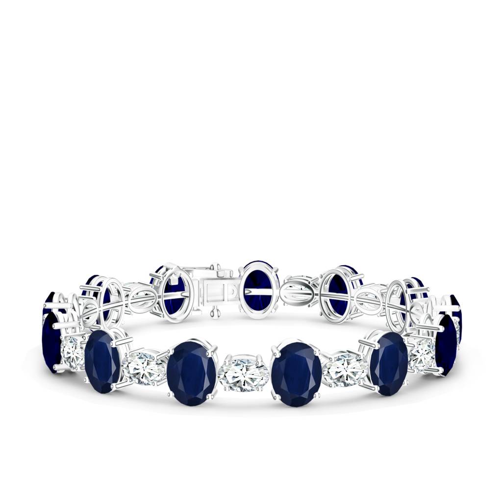 925 Sterling Silver Oval Shape Iolite And Moissanite Tennis Bracelet Jewelry For Women : SILCOB011