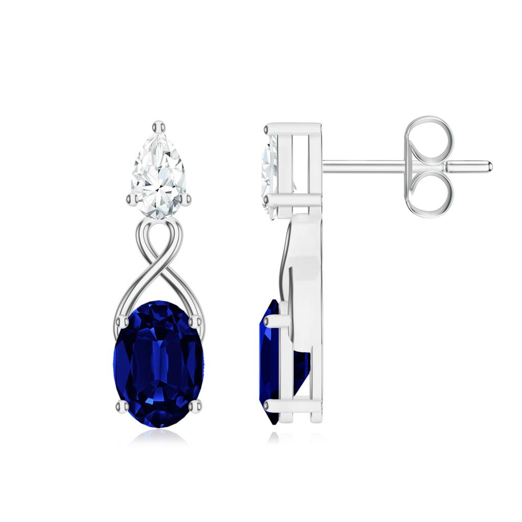 925 Sterling Silver Oval Shape Iolite Moissanite Stone Studded Earring Jewelry For Women : SILCOE002
