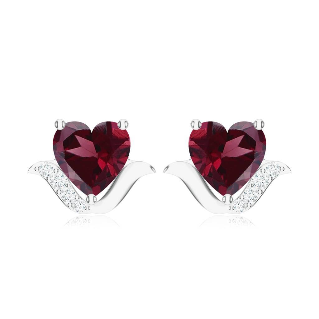 925 Sterling Silver Heart Shape Rhodolite Garnet And Moissanite Stone  Studded Earring Jewelry For Women Sterling Silver One Size Silver