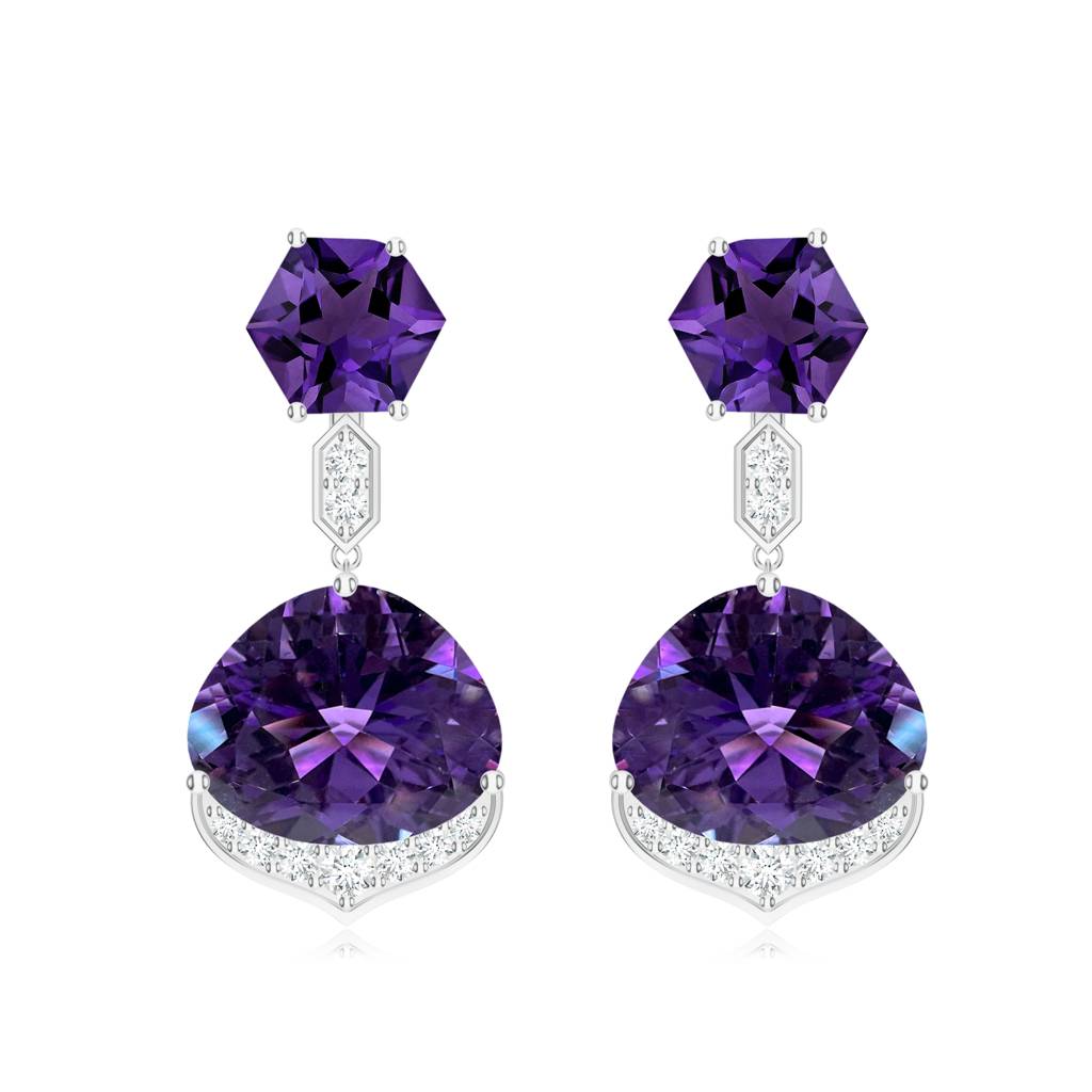 925 Sterling Silver Amethyst And Moissanite Stone Studded Earring Jewelry For Women : SILCOE009