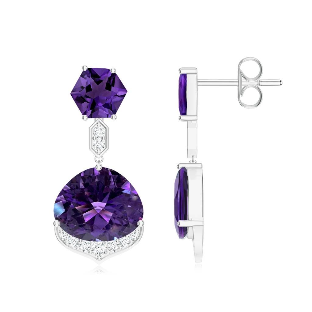 925 Sterling Silver Amethyst And Moissanite Stone Studded Earring Jewelry For Women : SILCOE009